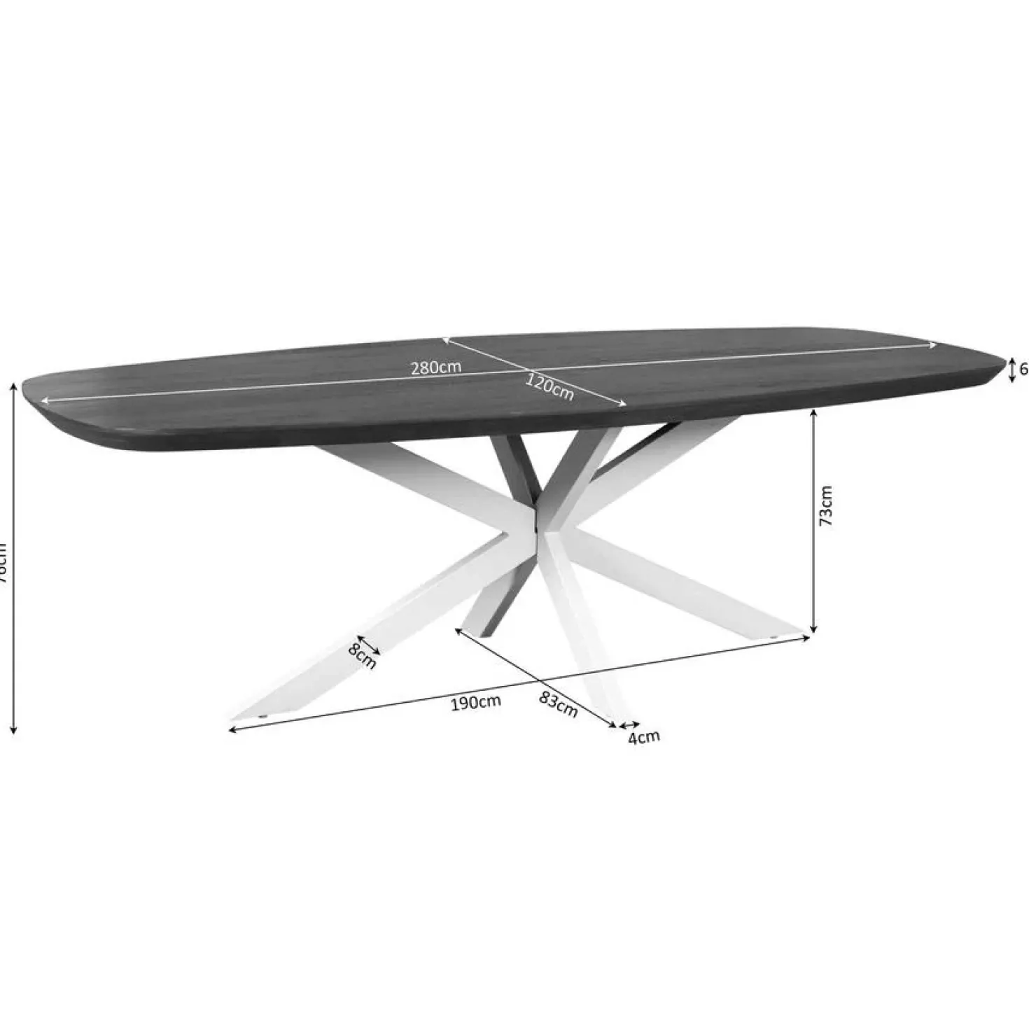 Eettafel Martin deens ovaal Naturel 280cm