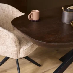 Eettafel Martin Deens ovaal Walnoot Zwarte poot 160cm