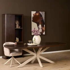 Eettafel Martin Deens ovaal Walnoot Zand poot 240cm