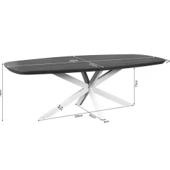 Eettafel Martin Deens ovaal Walnoot Zand poot 240cm