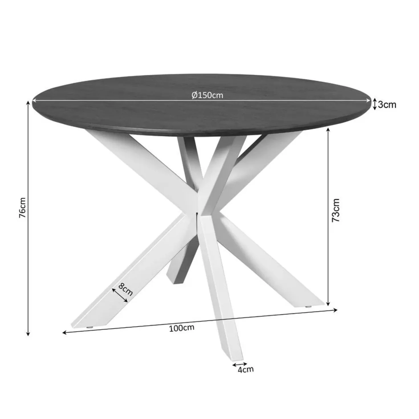 Eettafel Martin rond Naturel 150cm