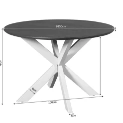 Eettafel Martin rond Walnoot Zwarte poot 150cm