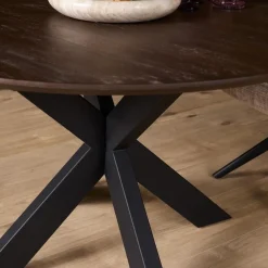 Eettafel Martin rond Walnoot Zwarte poot 110cm