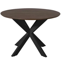Eettafel Martin rond Walnoot Zwarte poot 110cm