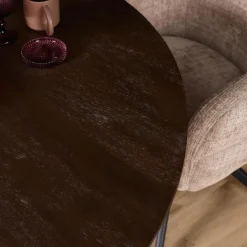 Eettafel Martin rond Walnoot Zwarte poot 110cm