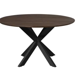 Eettafel Martin rond Walnoot Zwarte poot 130cm