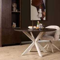 Eettafel Martin rond Walnoot Zand poot 150cm