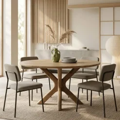 Eettafel Tycho rond Naturel mangohout 150cm