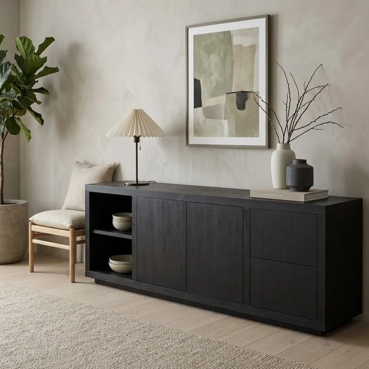 Eleonora dressoir Helsinki 200cm zwart