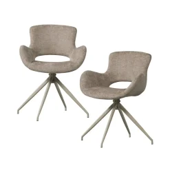 Eliva Eetkamerstoel structure velvet zand set van 2