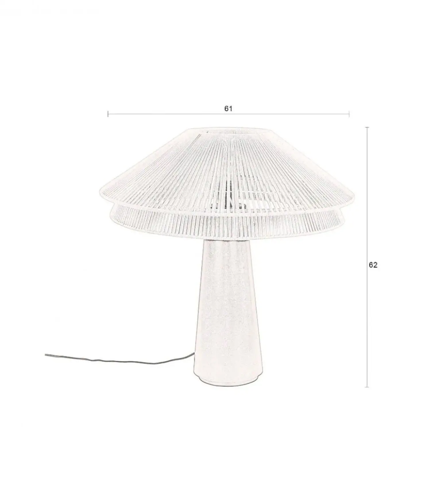 Elon 1-lichts Tafellamp Wit 61cm