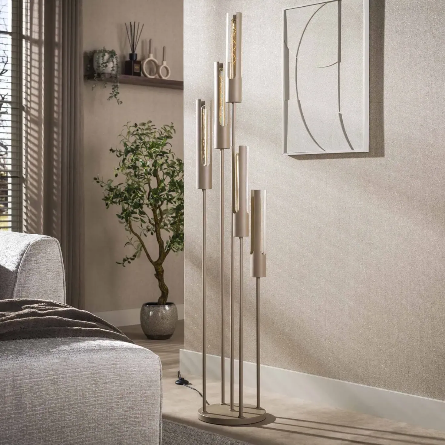 Elvira 5-lichts Vloerlamp getrapt Beige