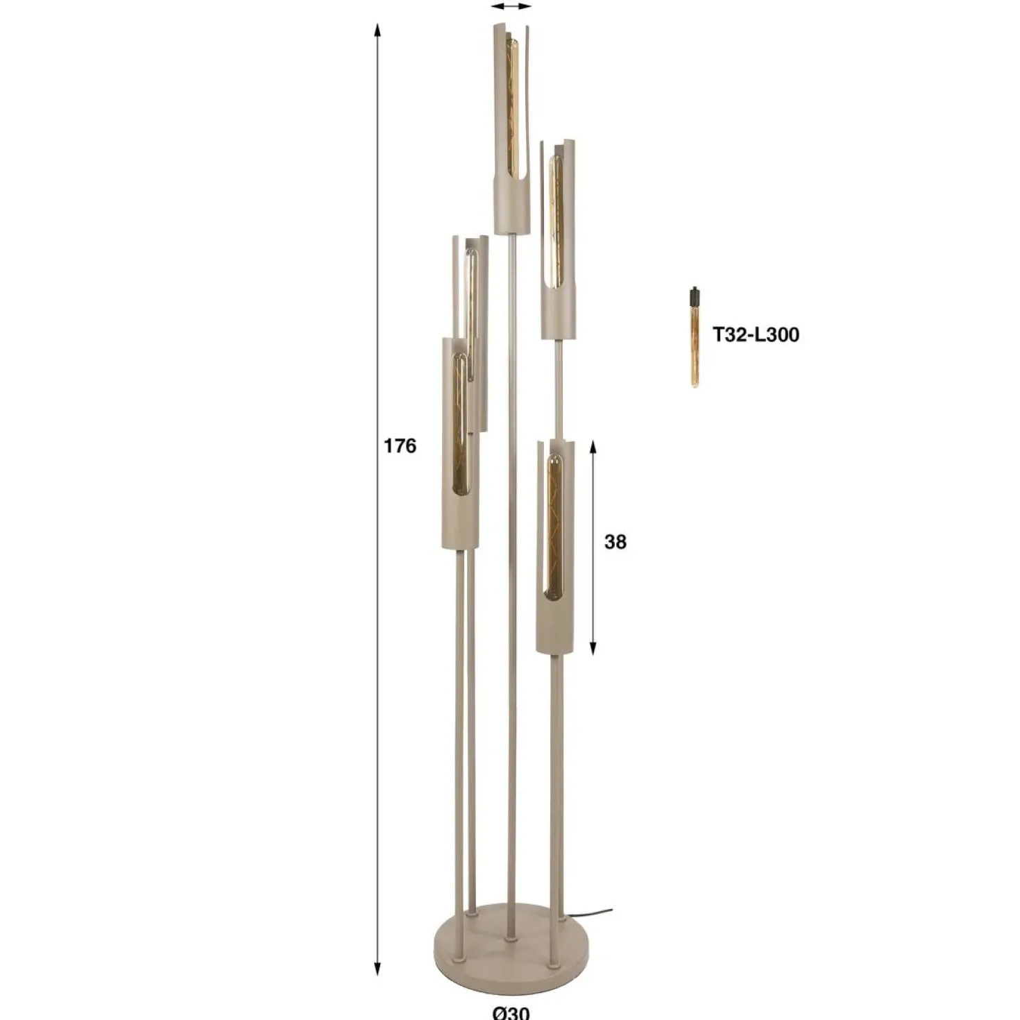 Elvira 5-lichts Vloerlamp getrapt Beige