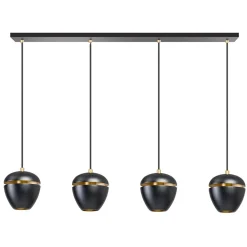 ETH Claire 4-lichts hanglamp zwart/goud