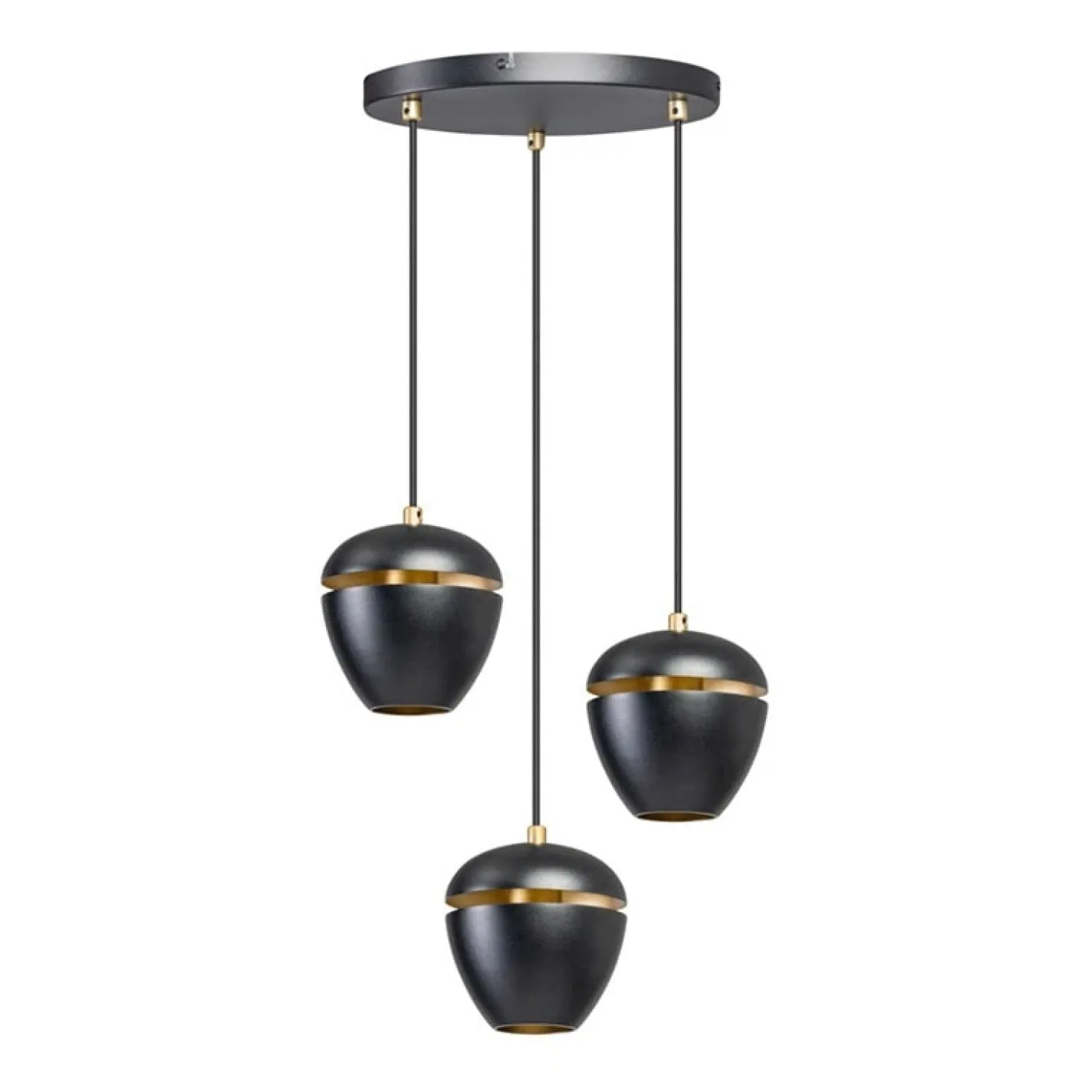 ETH Claire 3-lichts hanglamp zwart/goud