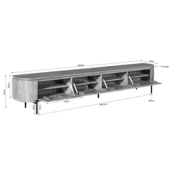 Evi Zwevend Tv meubel Naturel Mangohout 240cm