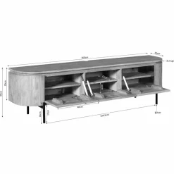 Evi Zwevend Tv meubel Taupe Mangohout 160cm