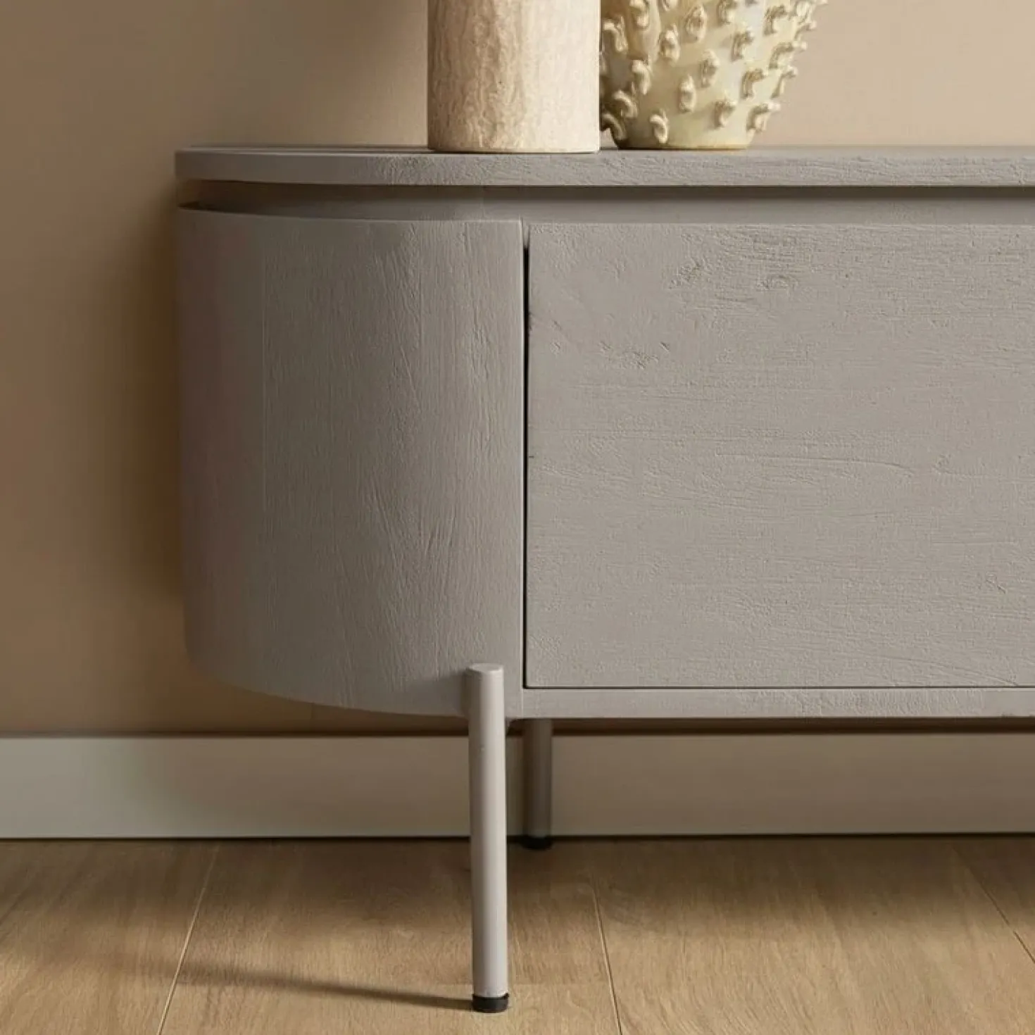 Evi Zwevend Tv meubel Taupe Mangohout 120cm