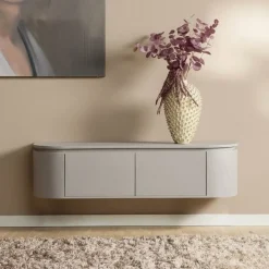 Evi Zwevend Tv meubel Taupe Mangohout 120cm