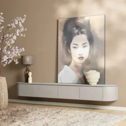 Evi Zwevend Tv meubel Taupe Mangohout 240cm
