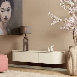 Evi Zwevend Tv meubel Zand Mangohout 160cm