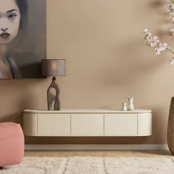 Evi Zwevend Tv meubel Zand Mangohout 160cm