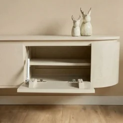 Evi Zwevend Tv meubel Zand Mangohout 280cm