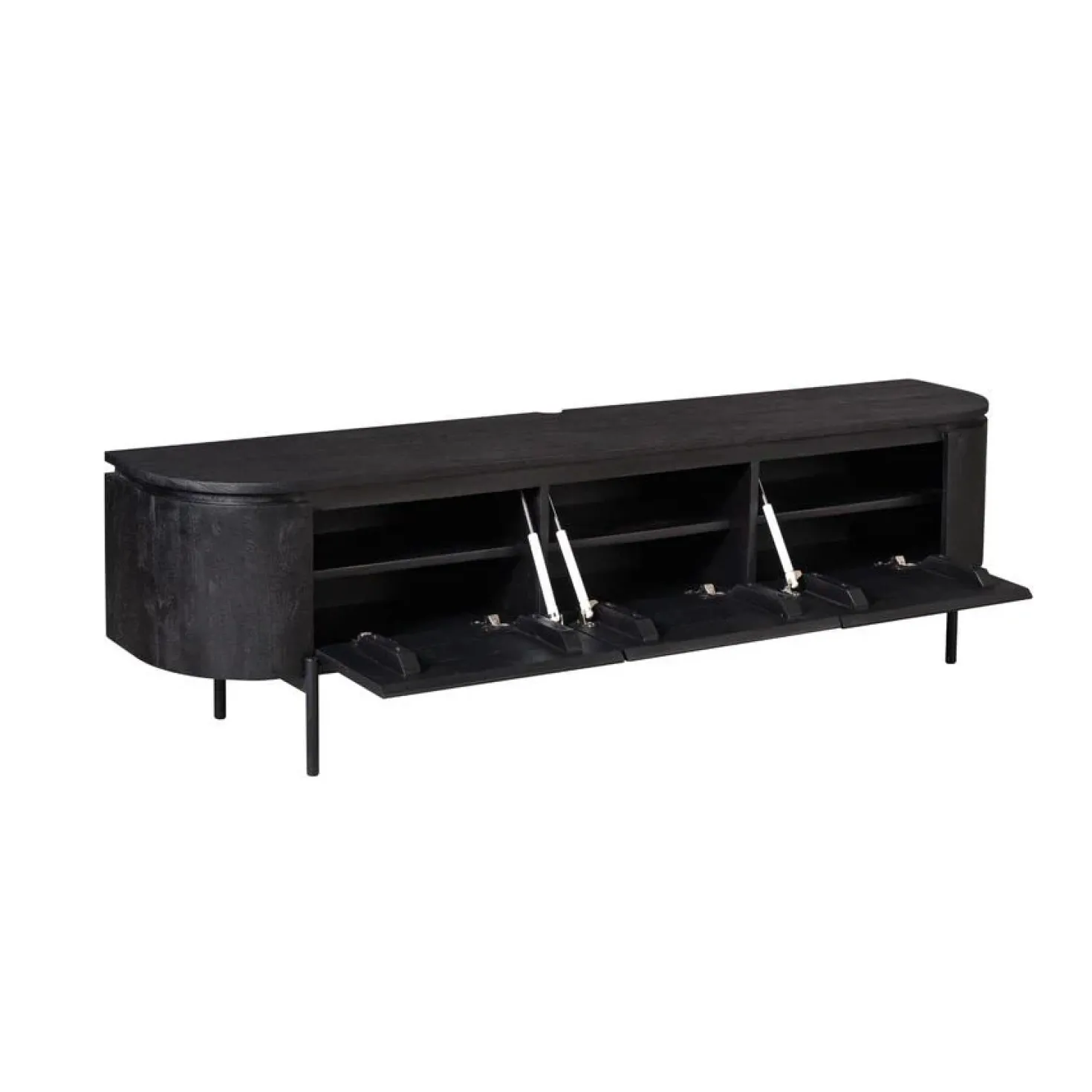 Evi Zwevend Tv meubel Zwart Mangohout 160cm