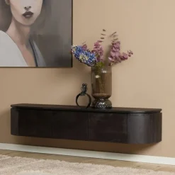 Evi Zwevend Tv meubel Zwart Mangohout 160cm