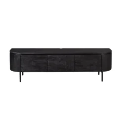 Evi Zwevend Tv meubel Zwart Mangohout 160cm