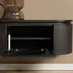 Evi Zwevend Tv meubel Zwart Mangohout 160cm