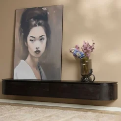 Evi Zwevend Tv meubel Zwart Mangohout 200cm