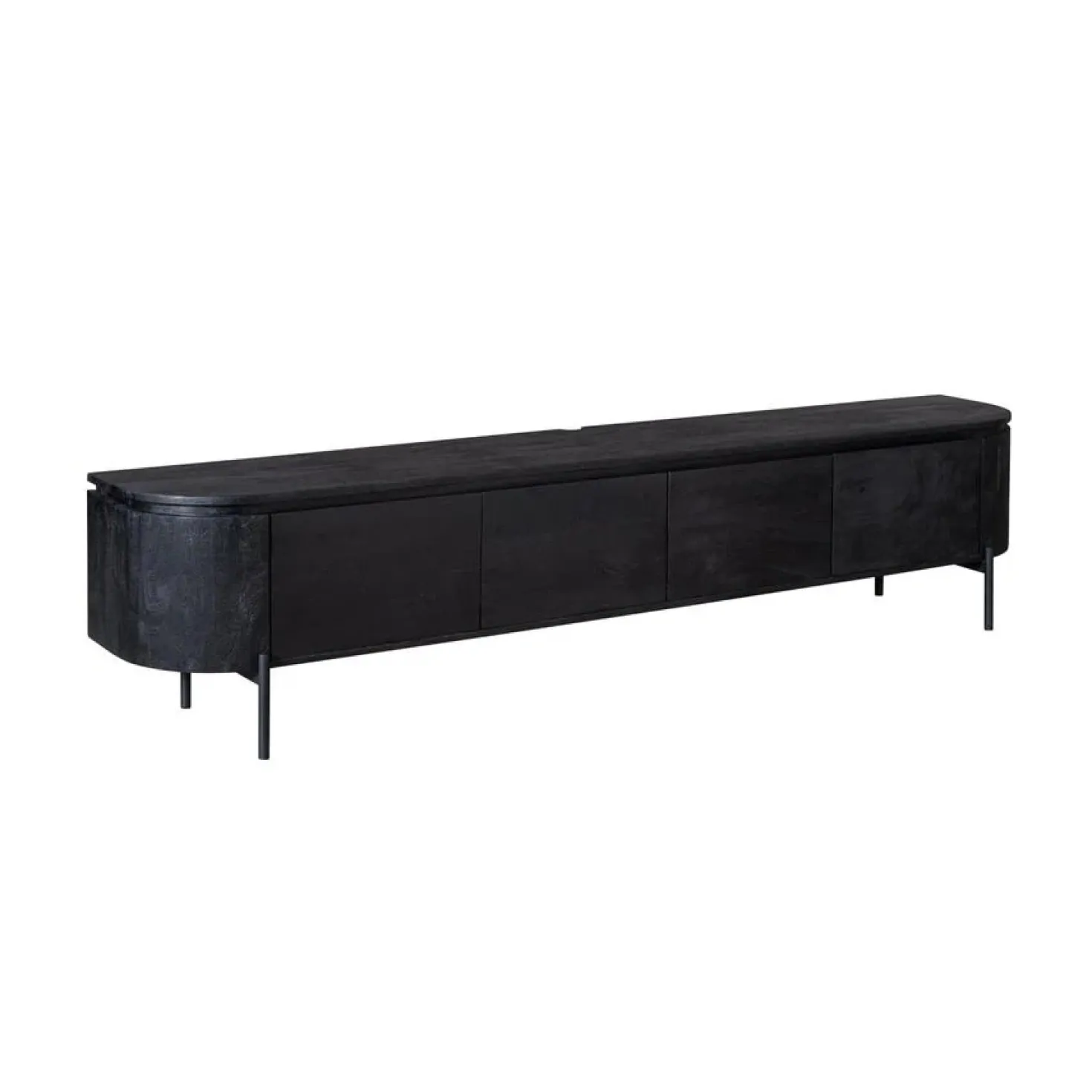 Evi Zwevend Tv meubel Zwart Mangohout 200cm