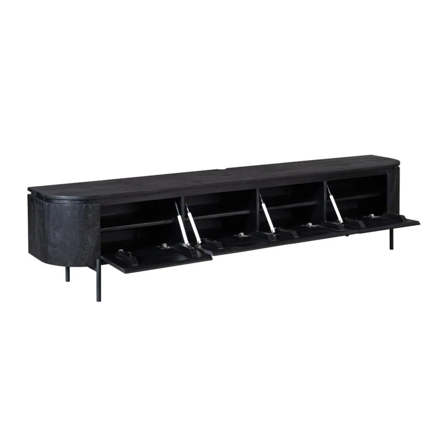 Evi Zwevend Tv meubel Zwart Mangohout 200cm