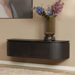 Evi Zwevend Tv meubel Zwart Mangohout 120cm