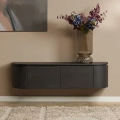 Evi Zwevend Tv meubel Zwart Mangohout 120cm