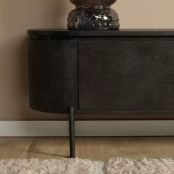 Evi Zwevend Tv meubel Zwart Mangohout 240cm