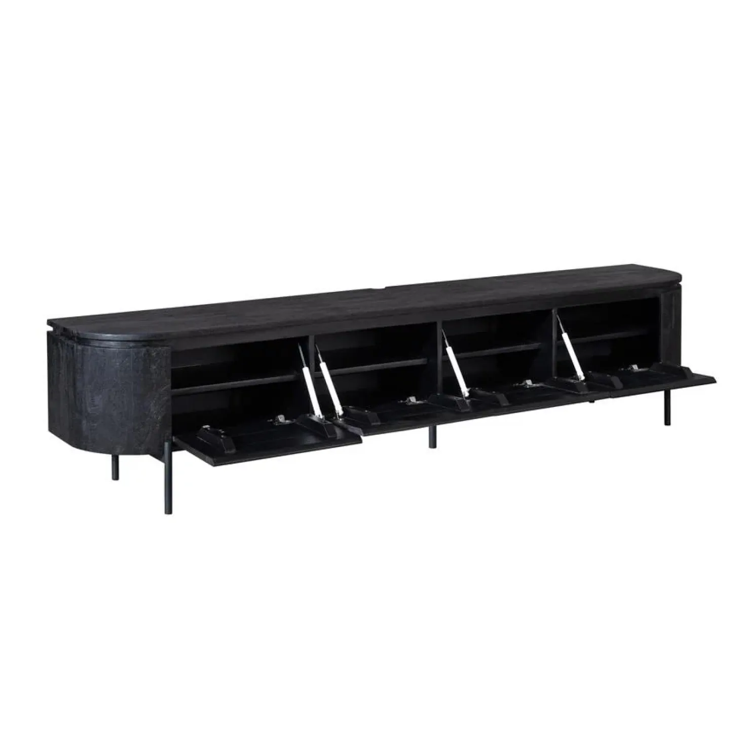 Evi Zwevend Tv meubel Zwart Mangohout 240cm