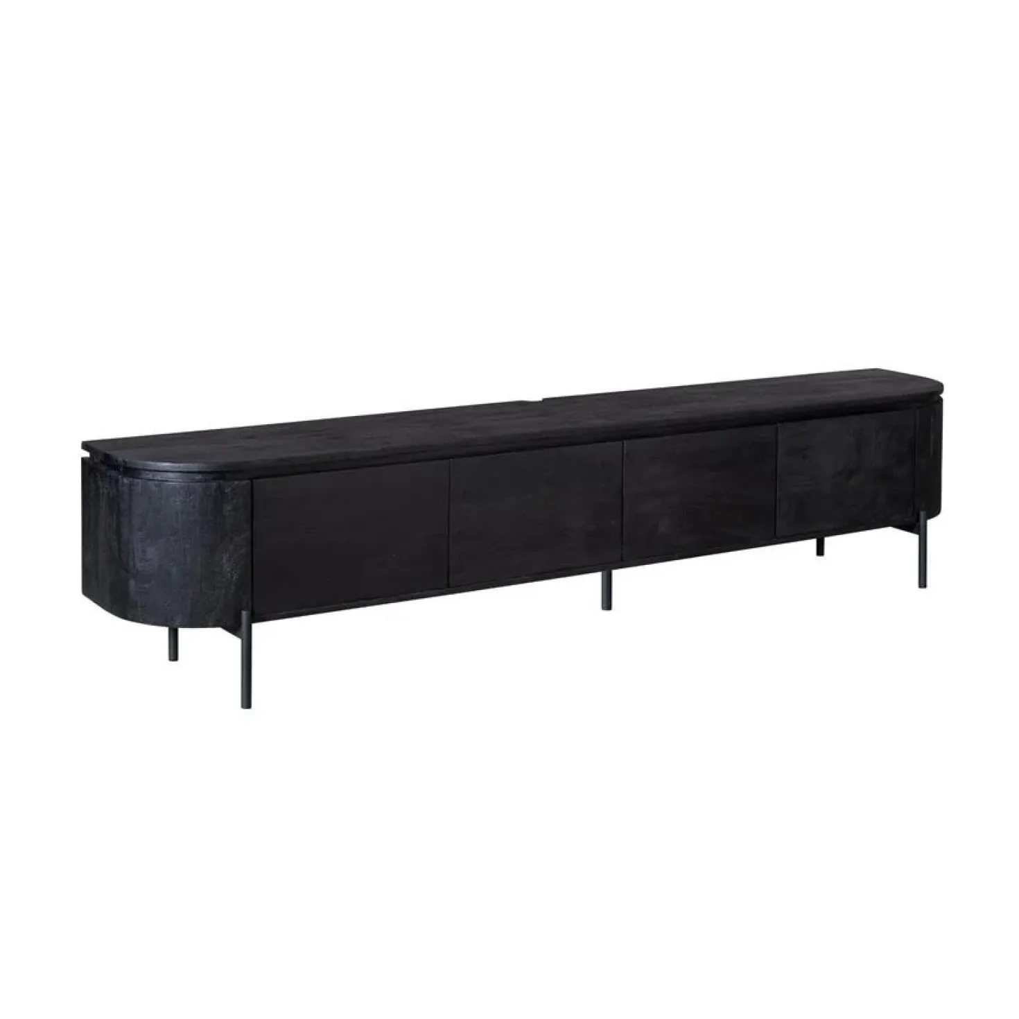 Evi Zwevend Tv meubel Zwart Mangohout 240cm