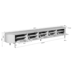 Evi Zwevend Tv meubel Zwart Mangohout 280cm