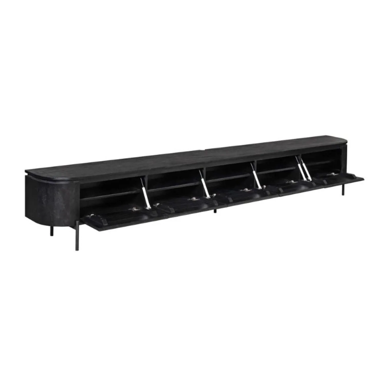 Evi Zwevend Tv meubel Zwart Mangohout 280cm