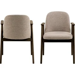 Evron Eetkamerstoel Beige met bruine poten