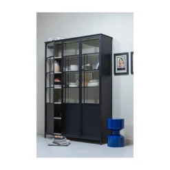 Exhibit XL 3-deurs Vitrinekast metaal zwart