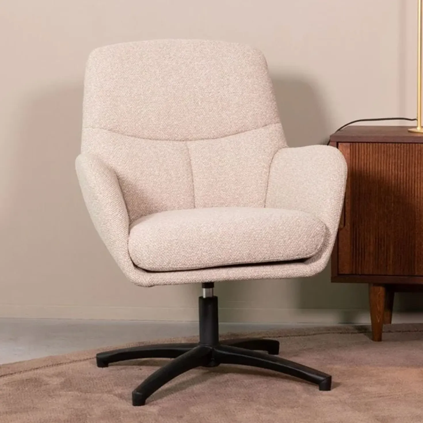 Fauteuil Chill Zone Naturel Boucle Zwarte poot