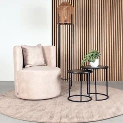 Fauteuil Evy Naturel Velours 65cm