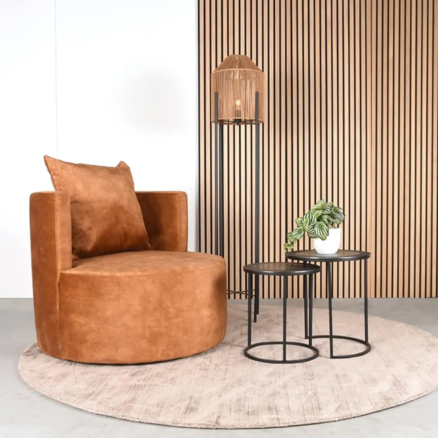 Fauteuil Evy Oker Velours 90cm