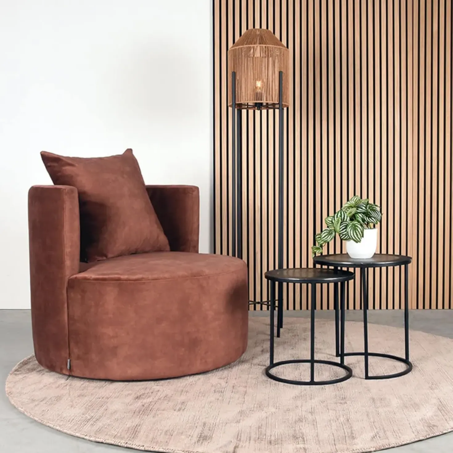 Fauteuil Evy Rust Velours 90cm