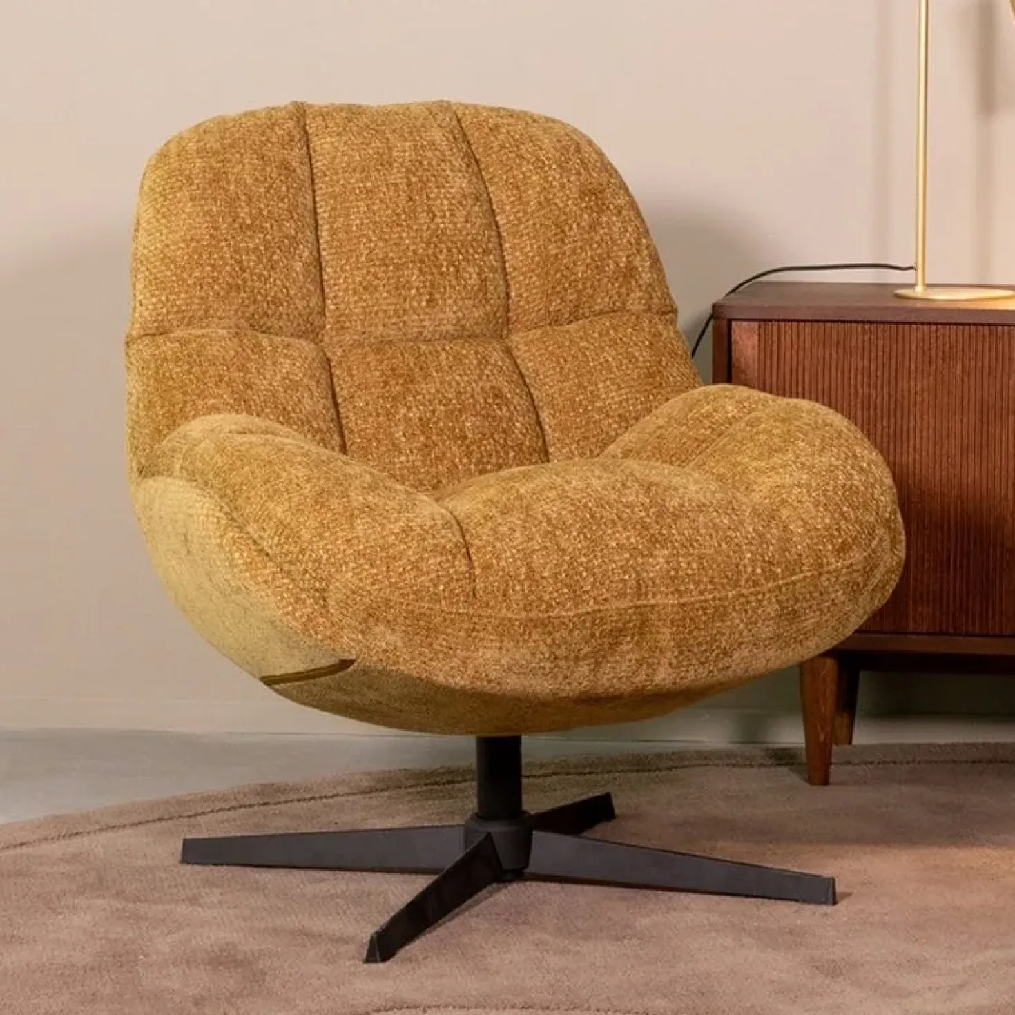 Fauteuil Huxley Mosterd Stof
