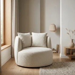 Fauteuil Louis met kussen beige spark
