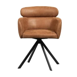 Fenne Draaibare eetkamerstoel leerlook cognac